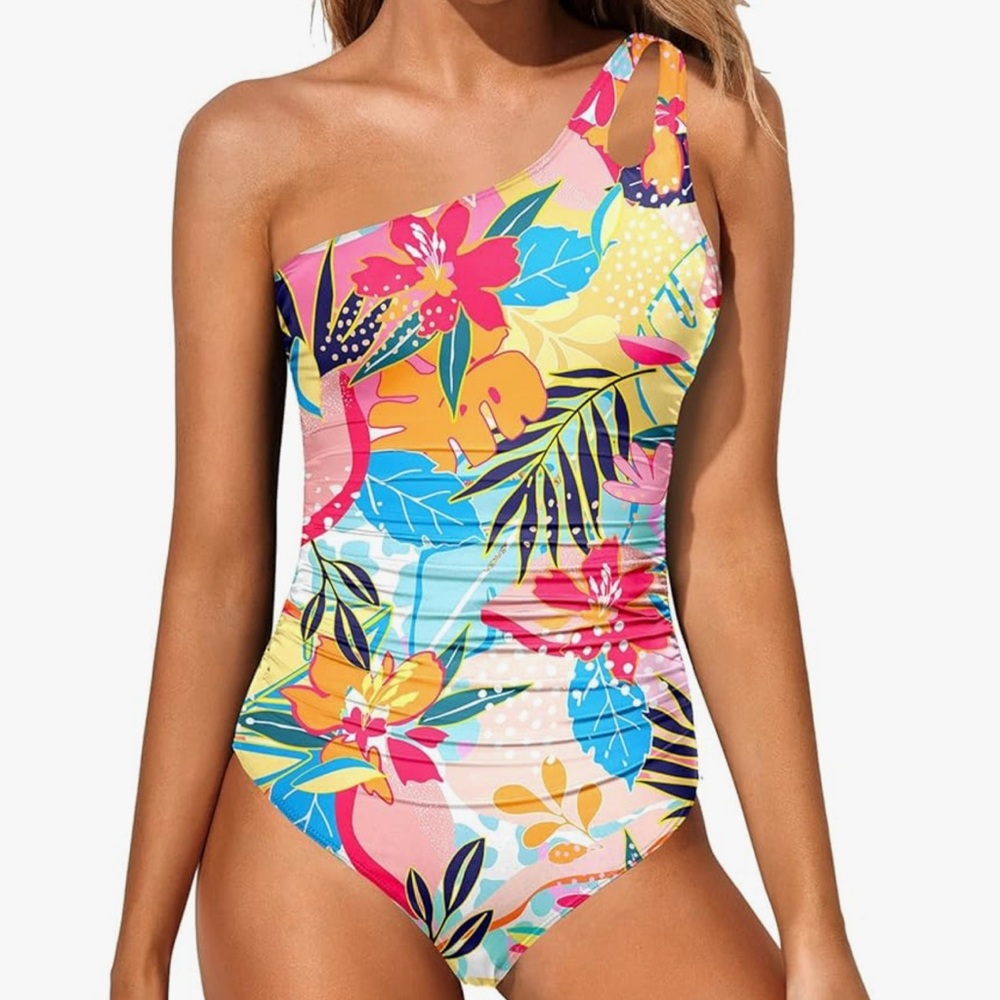 Holipick One Shoulder One Piece Swimsuits/Tummy Control
